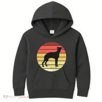 Retro Sunset Dog Lover Kids Hoodie thumb 0