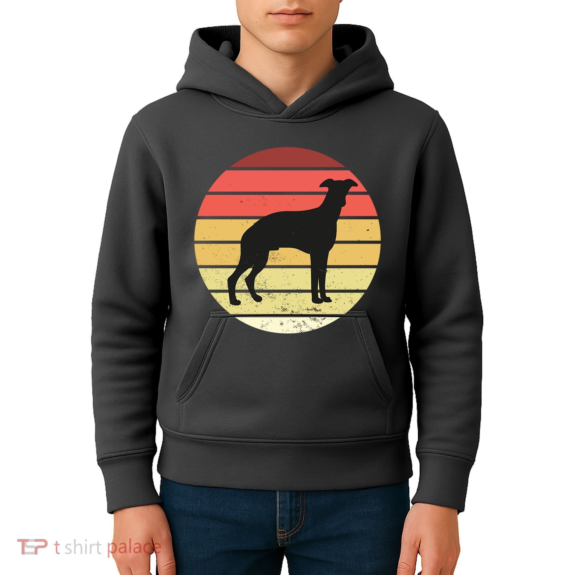 Retro Sunset Dog Lover Kids Hoodie