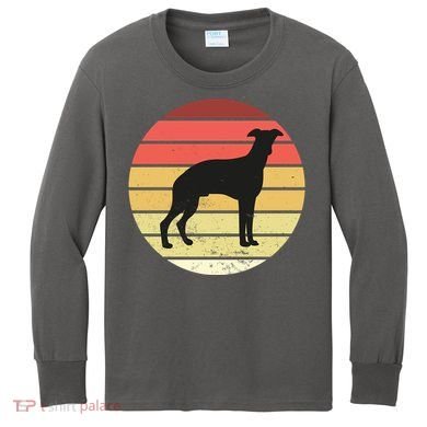 Retro Sunset Dog Lover Kids Long Sleeve Shirt
