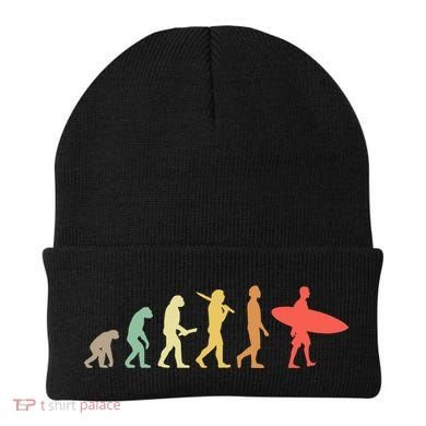 Retro Surfing Evolution Gift For Surfers Meaningful Gift Beanie