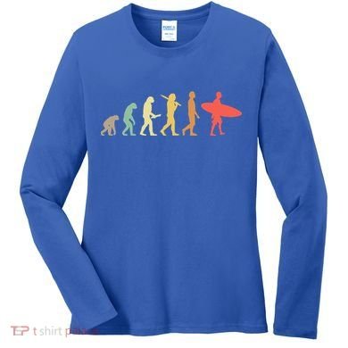 Retro Surfing Evolution Gift For Surfers Meaningful Gift Women's Long Sleeve Shirt