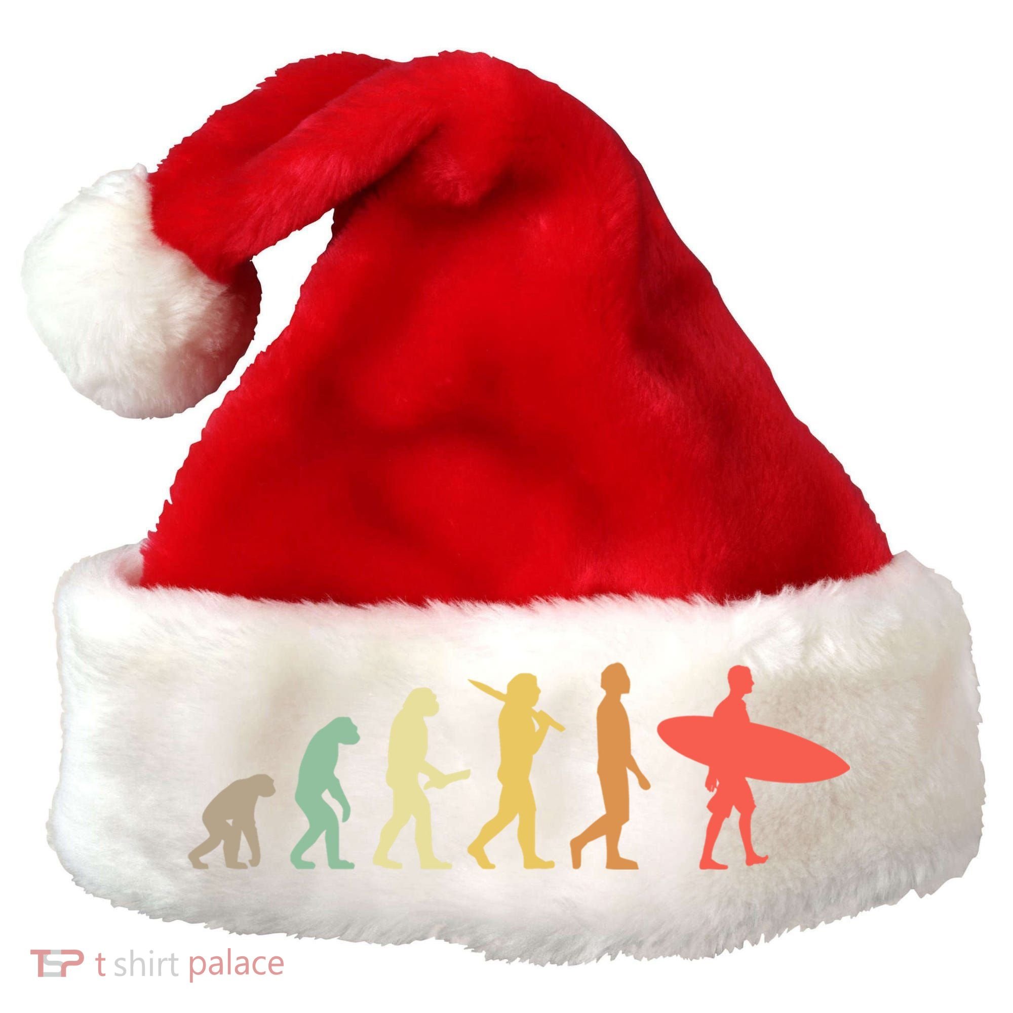 Retro Surfing Evolution Gift For Surfers Meaningful Gift Santa Hat