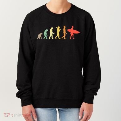 Retro Surfing Evolution Gift For Surfers Women's Sweatshirt