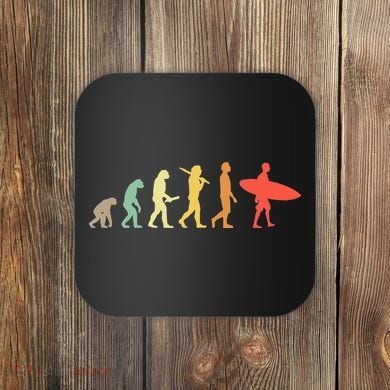 Retro Surfing Evolution Gift For Surfers Coaster