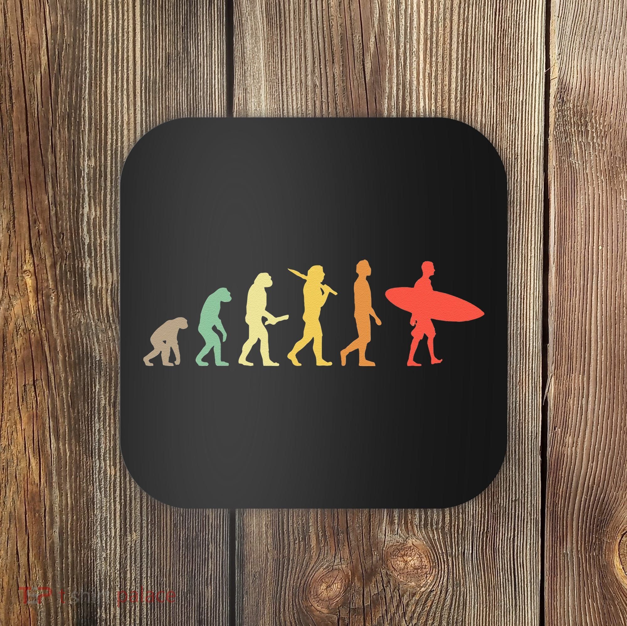 Retro Surfing Evolution Gift For Surfers Coaster