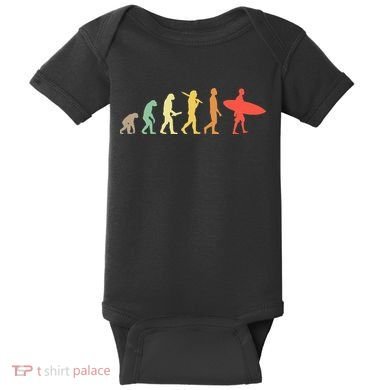 Retro Surfing Evolution Gift For Surfers Baby Bodysuit