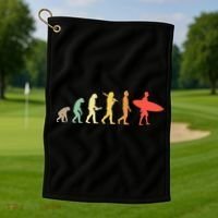 Retro Surfing Evolution Gift For Surfers Golf Towel thumb 1