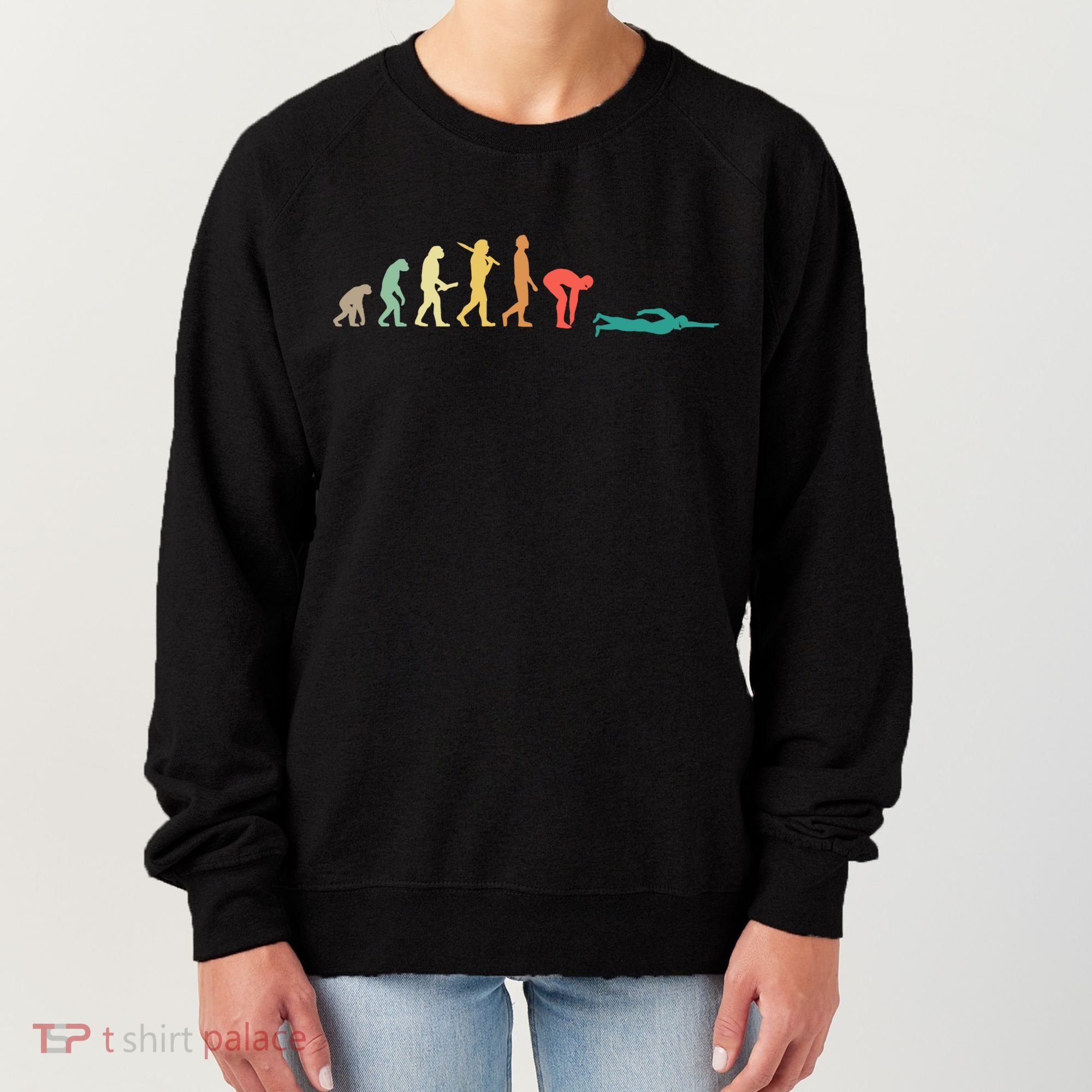 Retro Swimming Evolution Gift For Swimmers Gift Women's Sweatshirt