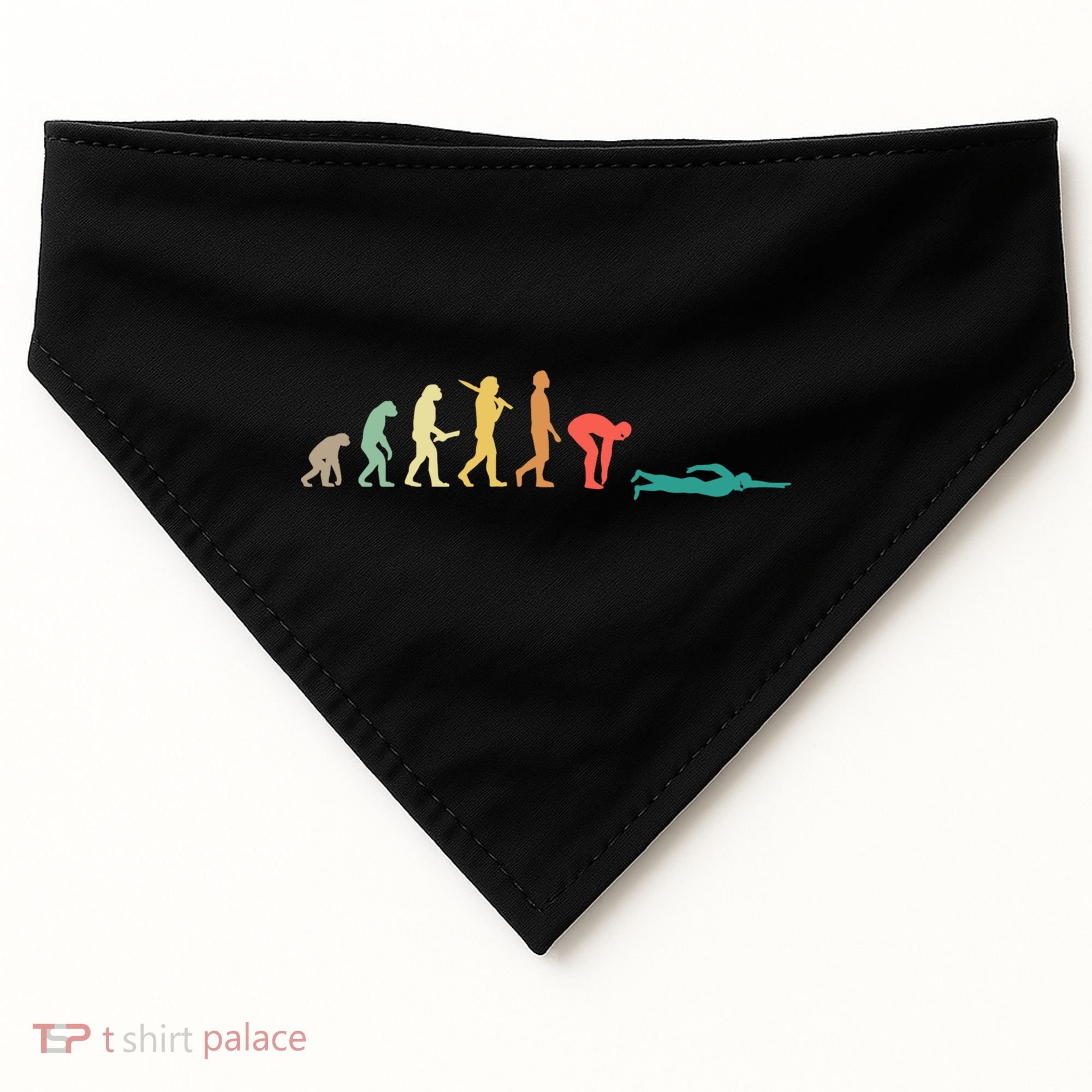 Retro Swimming Evolution Gift For Swimmers Gift USA-Made Doggie Bandana