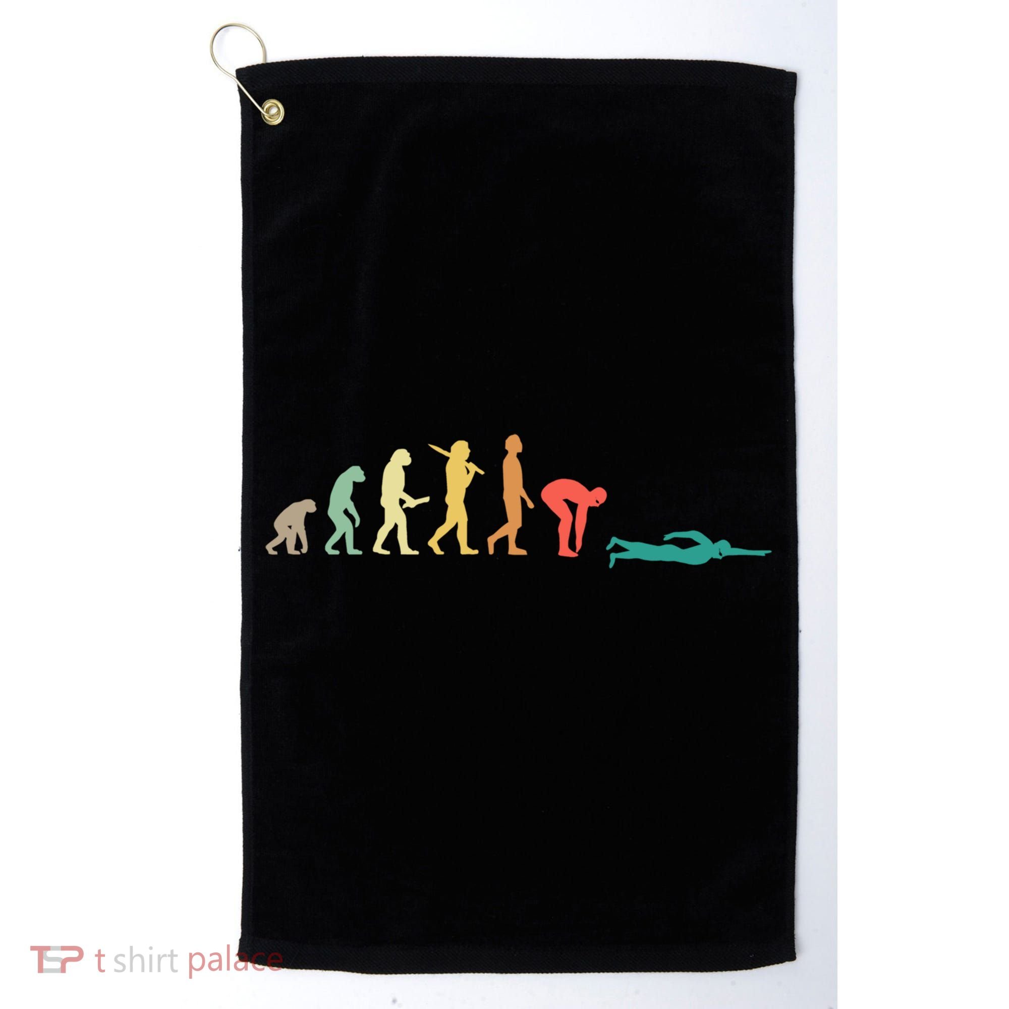 Retro Swimming Evolution Gift For Swimmers Gift Golf Towel