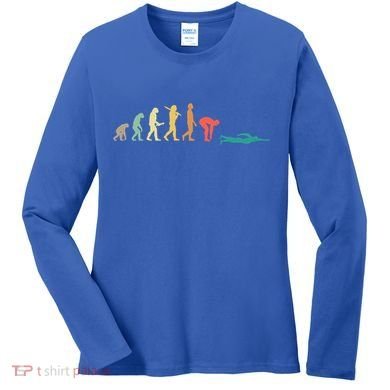 Retro Swimming Evolution Gift For Swimmers Gift Women's Long Sleeve Shirt