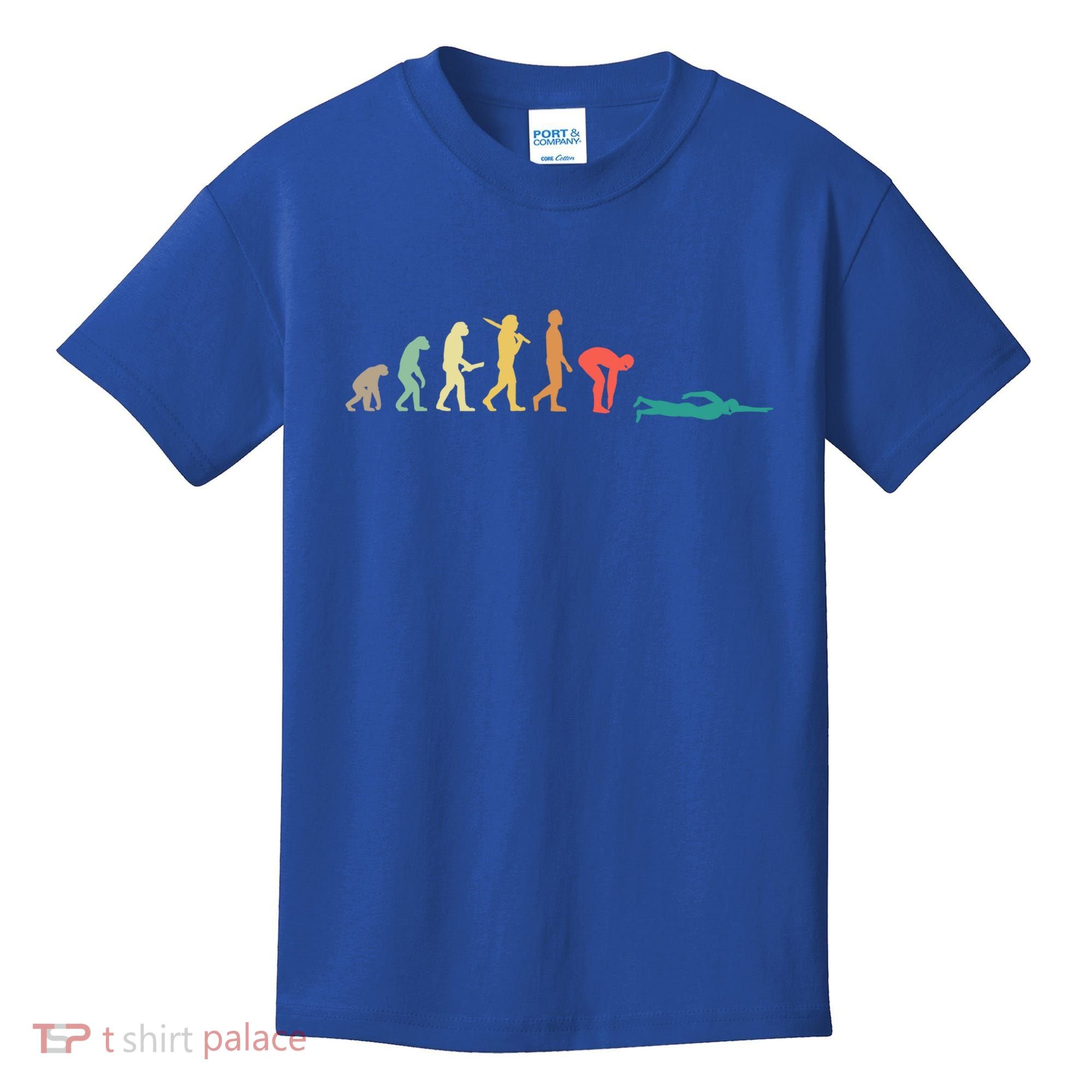 Retro Swimming Evolution Gift For Swimmers Gift Kids T-Shirt