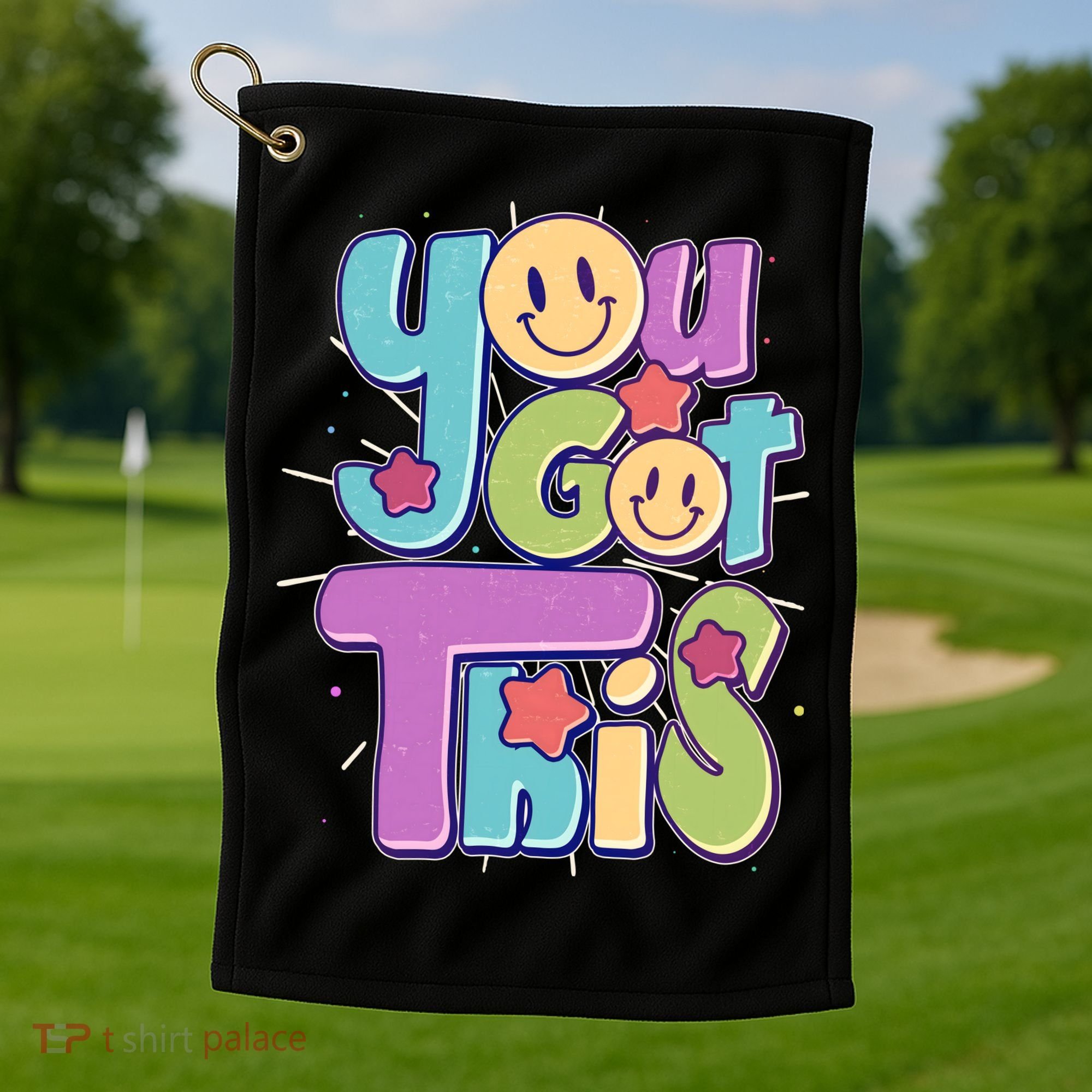 Retro Smiley Emoji You Got This Golf Towel