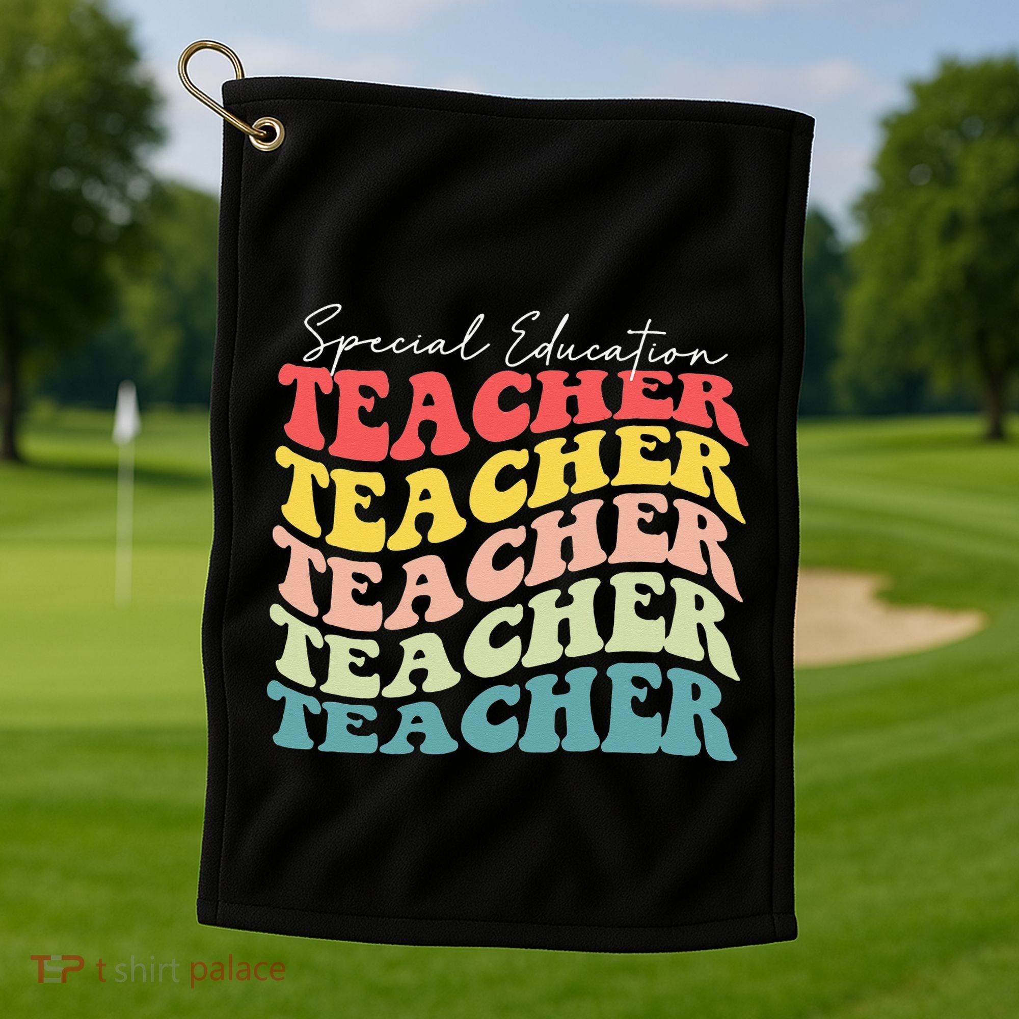 Retro Special Education Teacher Appreciation Golf Towel