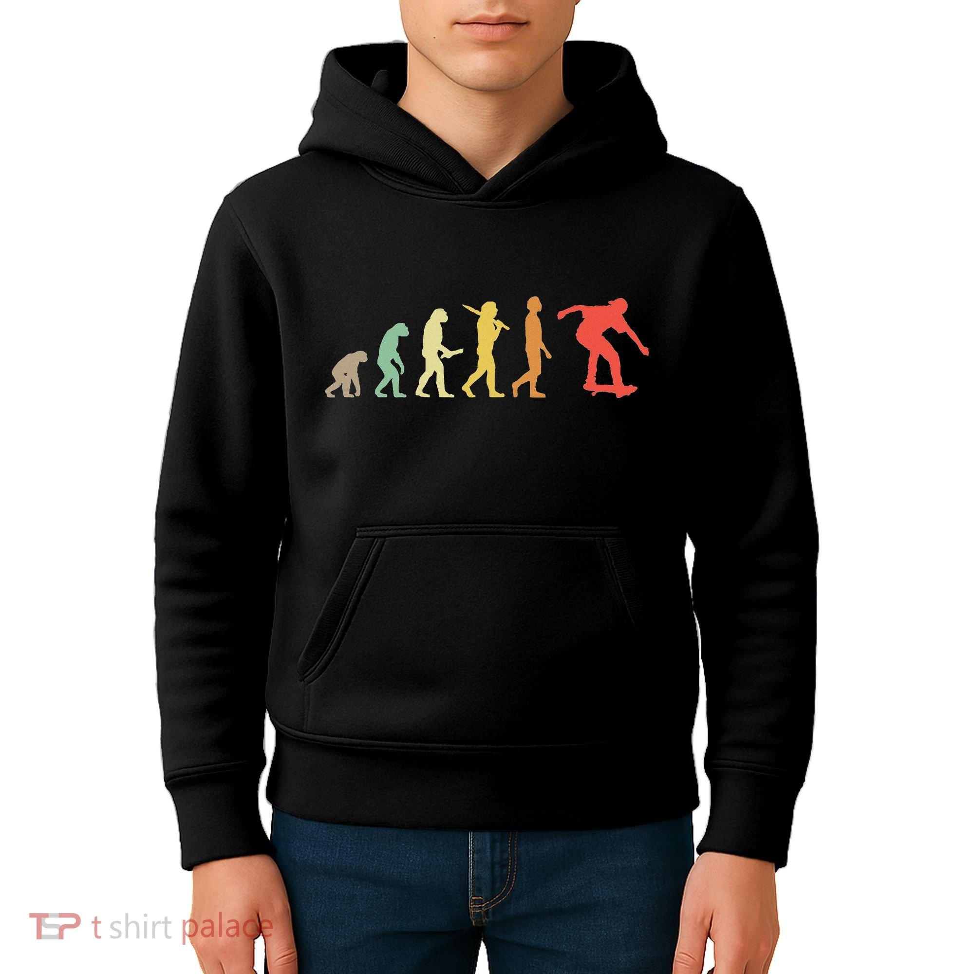 Retro Skating Evolution Gift For Skaters & Skateboarders Kids Hoodie