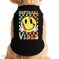 Retro Smiley Emoji Softball Vibes Doggie Tank thumb 0