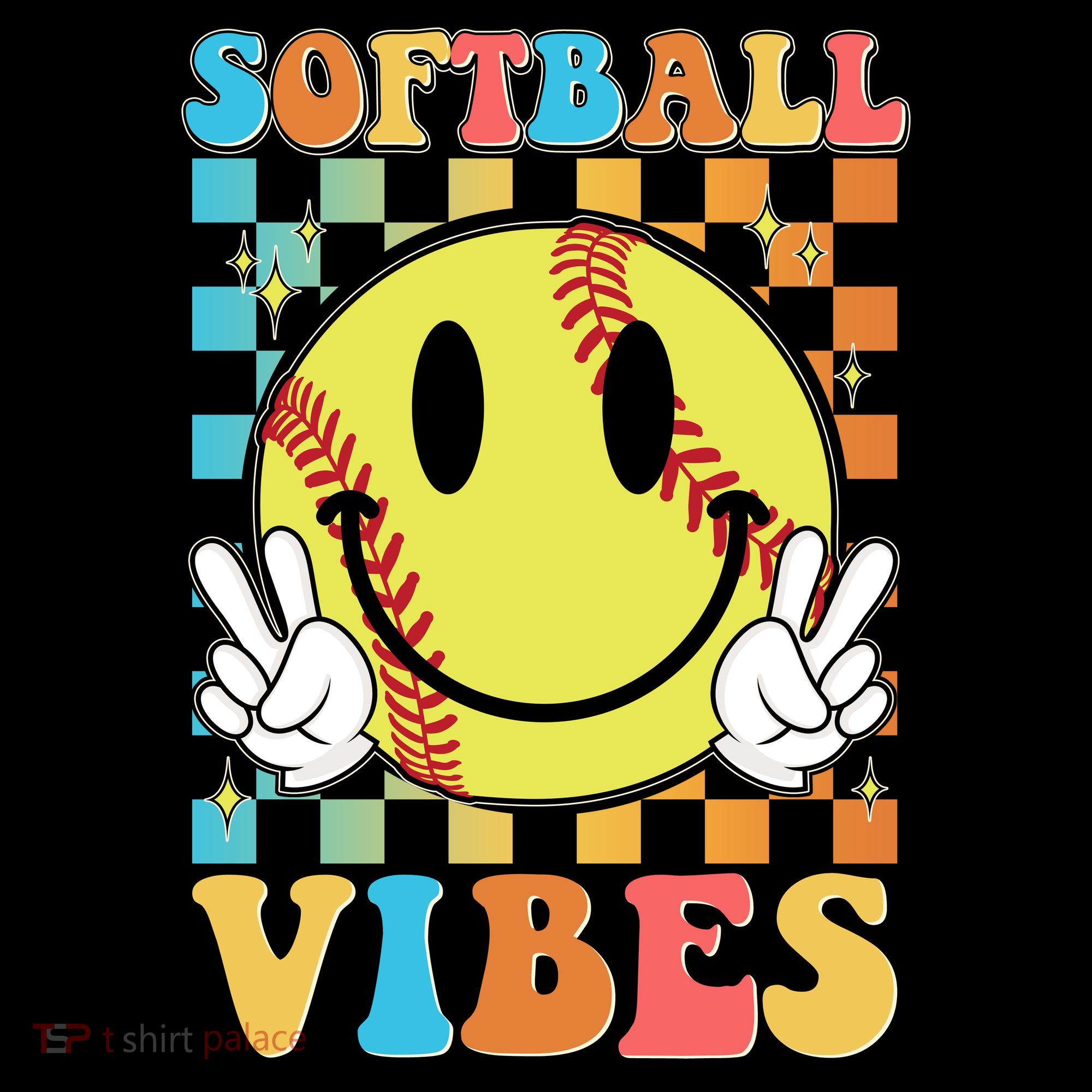 Retro Smiley Emoji Softball Vibes Women's Hoodie