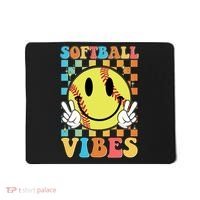 Retro Smiley Emoji Softball Vibes Mousepad thumb 0