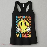 Retro Smiley Emoji Softball Vibes Women's Tank Top thumb 3