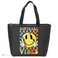 Retro Smiley Emoji Softball Vibes Tote Bag thumb 0