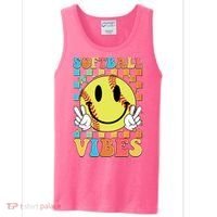 Retro Smiley Emoji Softball Vibes Tank Top thumb 0