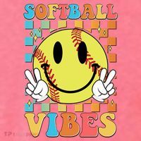 Retro Smiley Emoji Softball Vibes Tank Top thumb 2