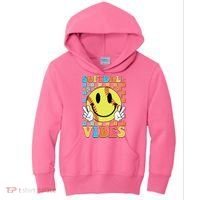 Retro Smiley Emoji Softball Vibes Kids Hoodie thumb 0