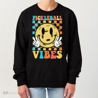 Retro Smiley Emoji Pickleball Vibes Women's Sweatshirt thumb 0