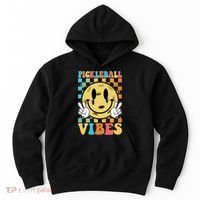 Retro Smiley Emoji Pickleball Vibes Hoodie thumb 0