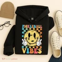 Retro Smiley Emoji Pickleball Vibes Hoodie thumb 4