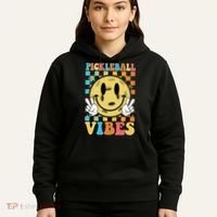 Retro Smiley Emoji Pickleball Vibes Hoodie thumb 5