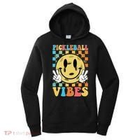 Retro Smiley Emoji Pickleball Vibes Women's Hoodie thumb 0