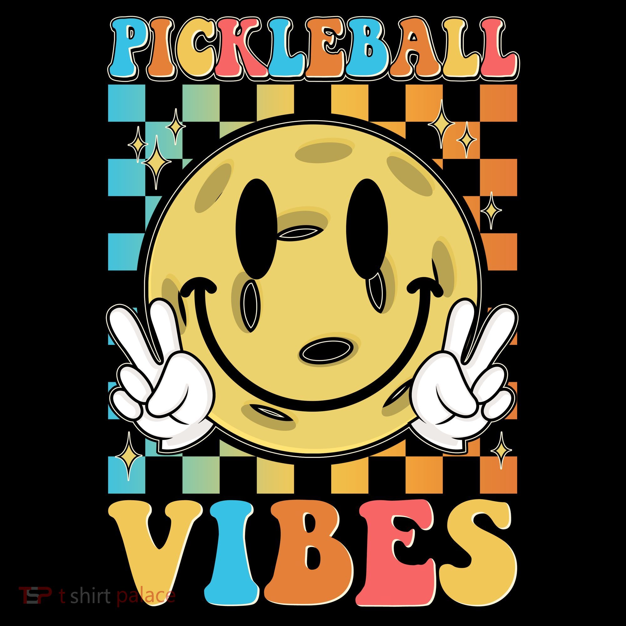 Retro Smiley Emoji Pickleball Vibes Women's Hoodie
