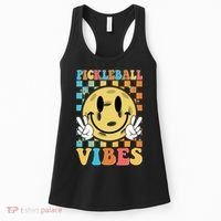 Retro Smiley Emoji Pickleball Vibes Women's Tank Top thumb 0