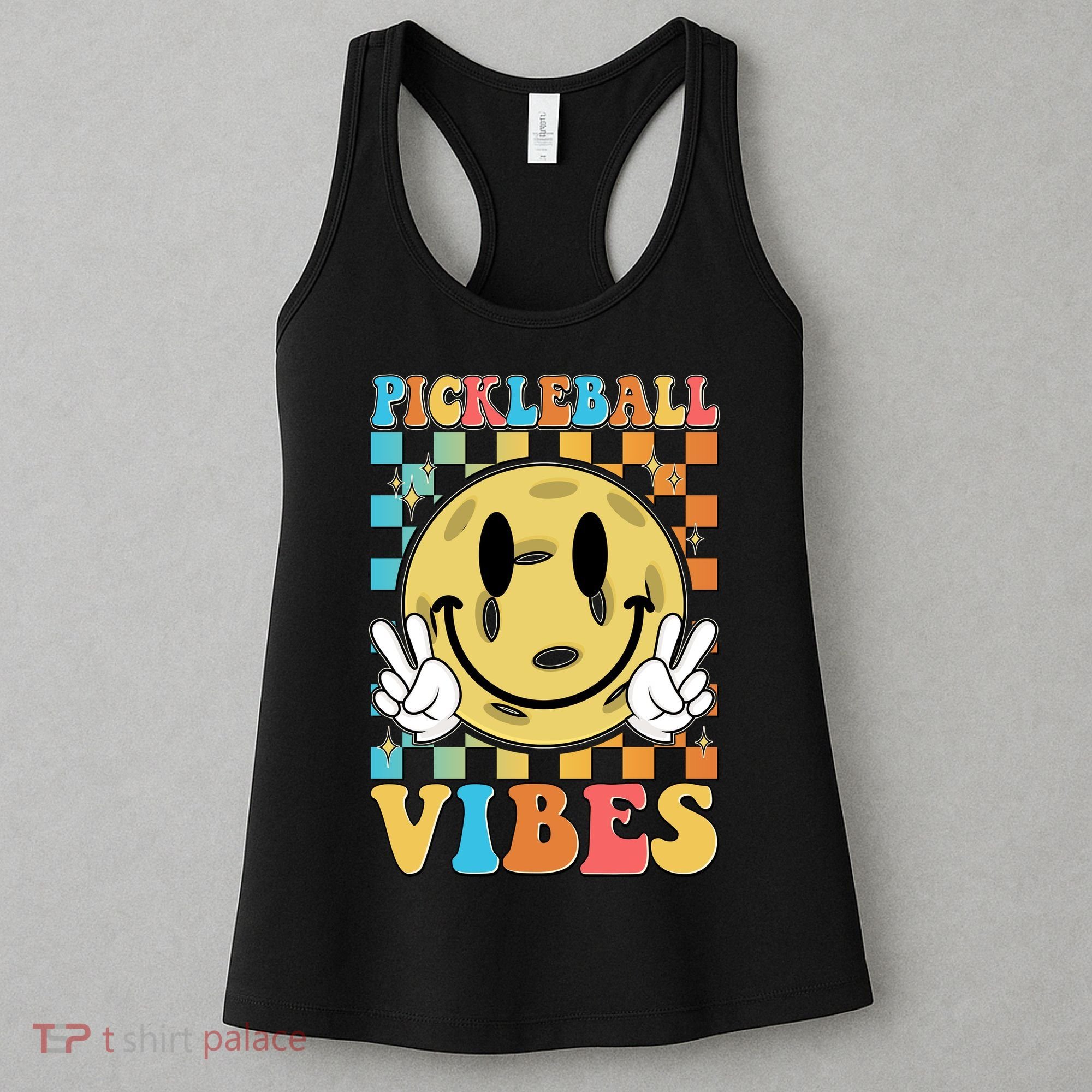 Retro Smiley Emoji Pickleball Vibes Women's Tank Top