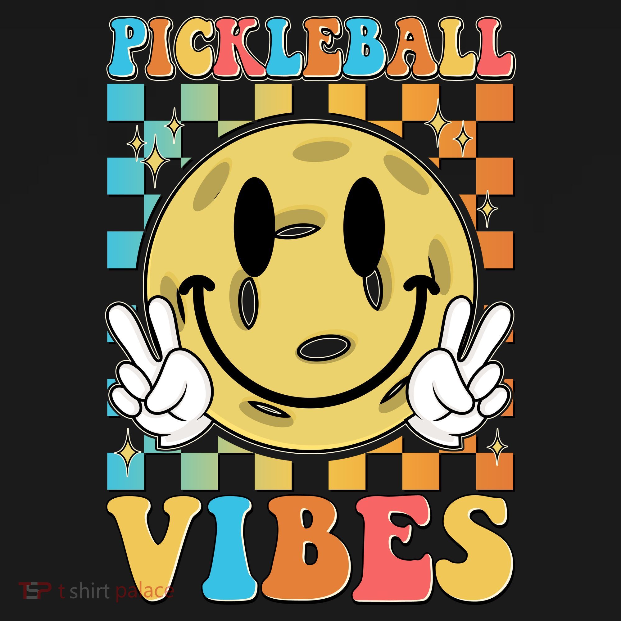 Retro Smiley Emoji Pickleball Vibes Women's Tank Top