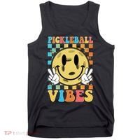 Retro Smiley Emoji Pickleball Vibes Tank Top thumb 0