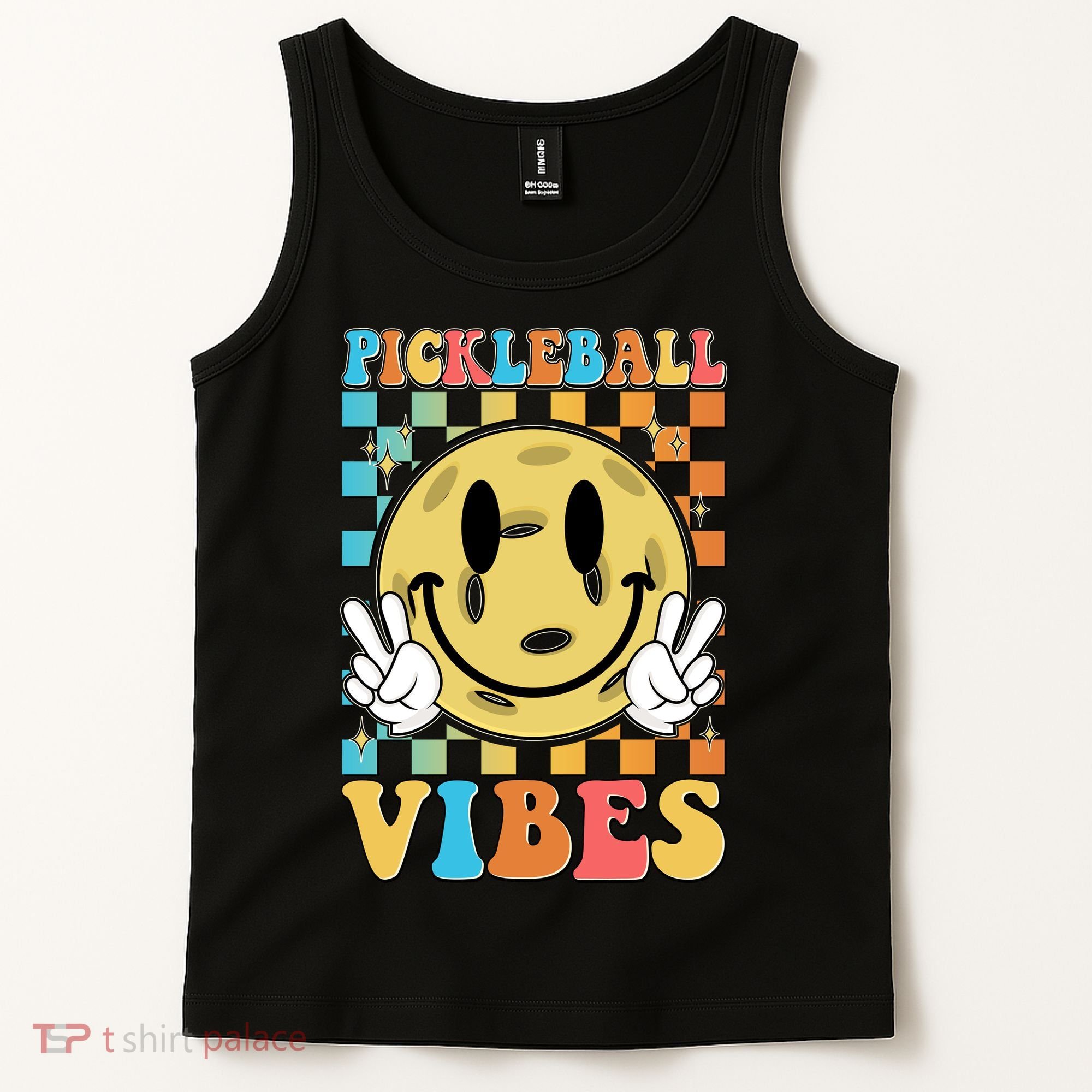 Retro Smiley Emoji Pickleball Vibes Tank Top