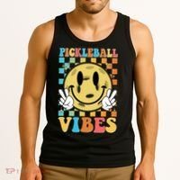 Retro Smiley Emoji Pickleball Vibes Tank Top thumb 3