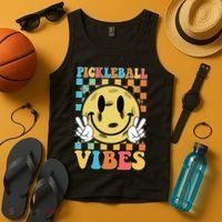 Retro Smiley Emoji Pickleball Vibes Tank Top thumb 4