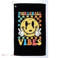 Retro Smiley Emoji Pickleball Vibes Golf Towel thumb 0