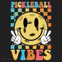 Retro Smiley Emoji Pickleball Vibes Golf Towel thumb 3