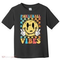 Retro Smiley Emoji Pickleball Vibes Toddler T-Shirt thumb 0