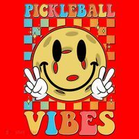 Retro Smiley Emoji Pickleball Vibes Santa Hat thumb 1