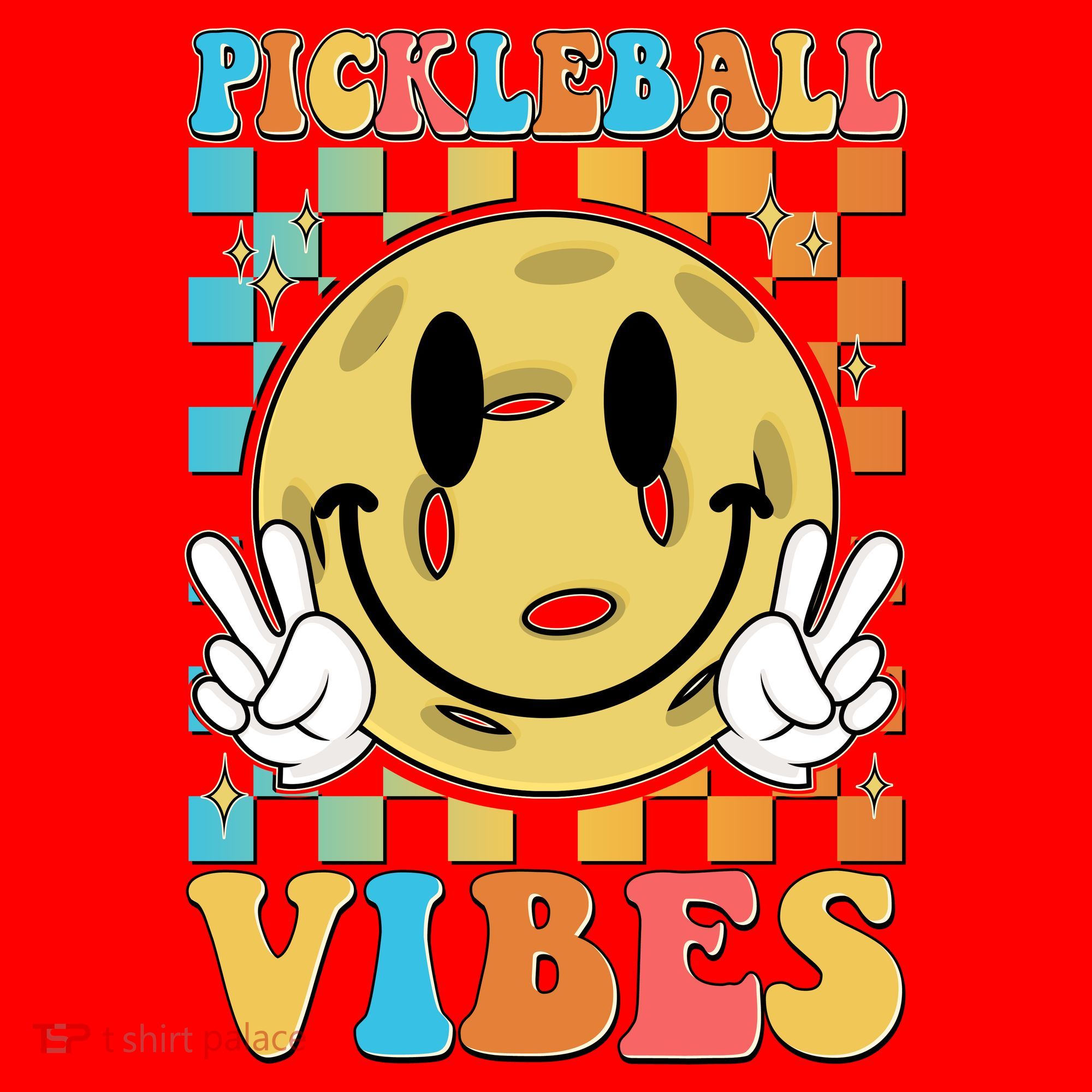 Retro Smiley Emoji Pickleball Vibes Santa Hat