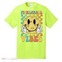Retro Smiley Emoji Pickleball Vibes T-Shirt thumb 0