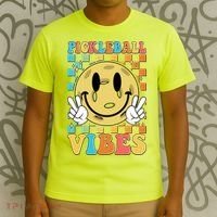 Retro Smiley Emoji Pickleball Vibes T-Shirt thumb 3