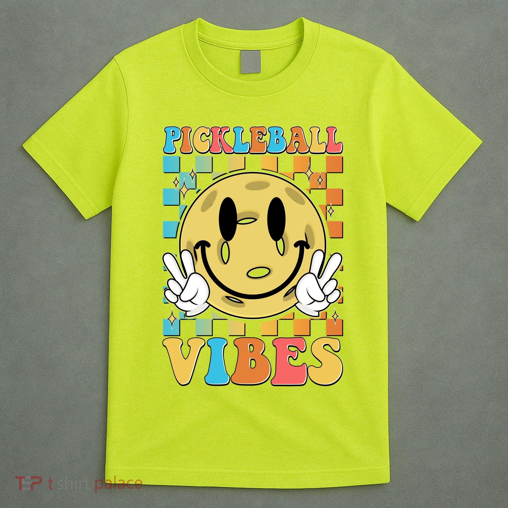 Retro Smiley Emoji Pickleball Vibes T-Shirt