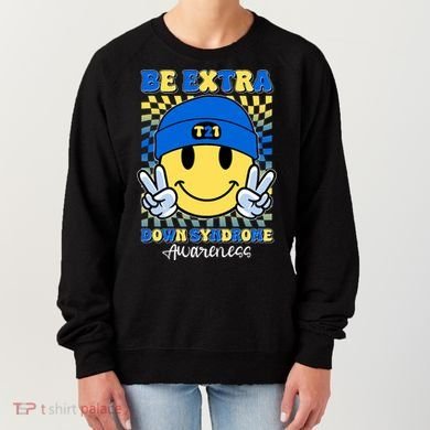 Retro Smiley Emoji Be Extra Down Syndrome Awareness Women's Sweatshirt