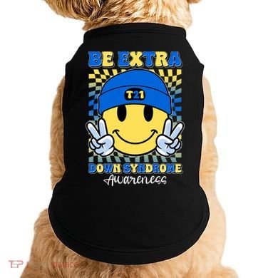Retro Smiley Emoji Be Extra Down Syndrome Awareness Doggie Tank
